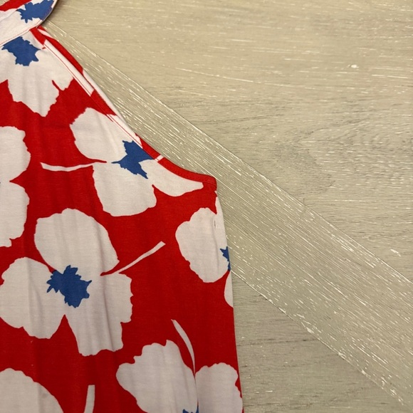 LOFT Red Blue and White Floral Mini Sun Dress - Picture 5 of 9